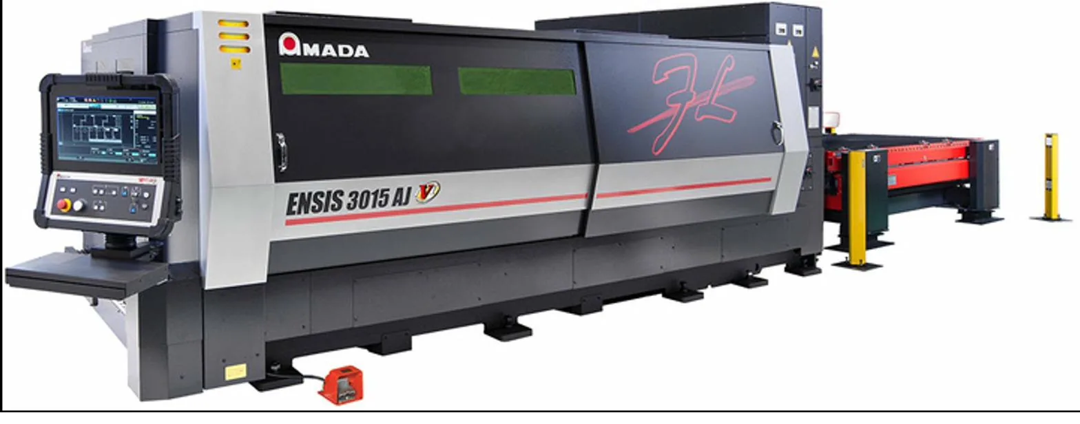 Amada ENSIS 3015 AJ fiber laser cutting system at FabTek Industries