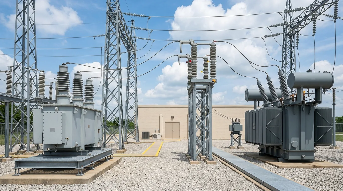 Electrical substation and transmission structures serving the Mississippi grid build-out