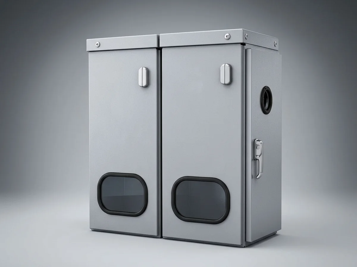 Dual-bay NEMA-rated outdoor enclosure by FabTek Industries