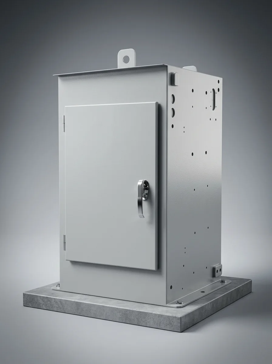 Single-bay NEMA-rated outdoor enclosure by FabTek Industries