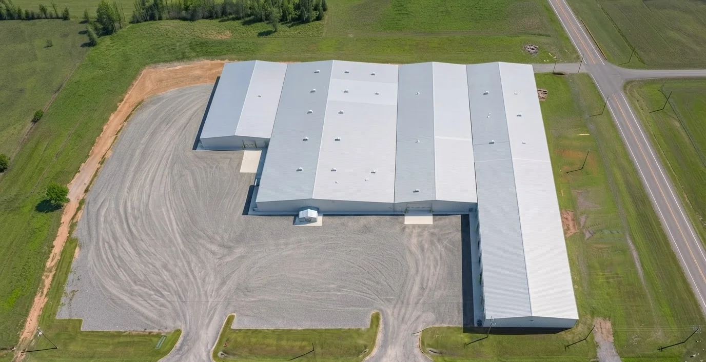 Aerial view of FabTek Industries' metal fabrication facility in Hazlehurst, Mississippi