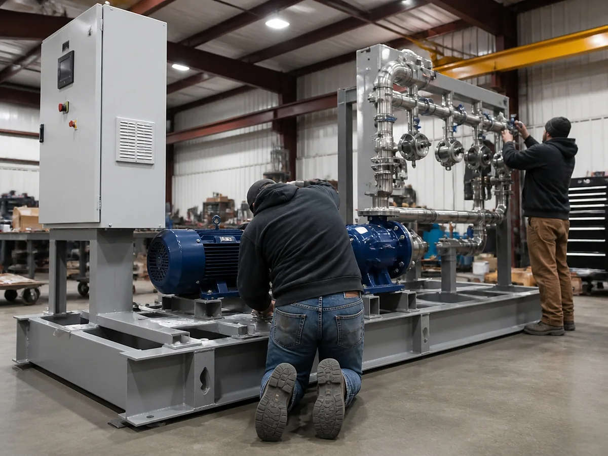 Headers on a pump skid — FabTek Industries