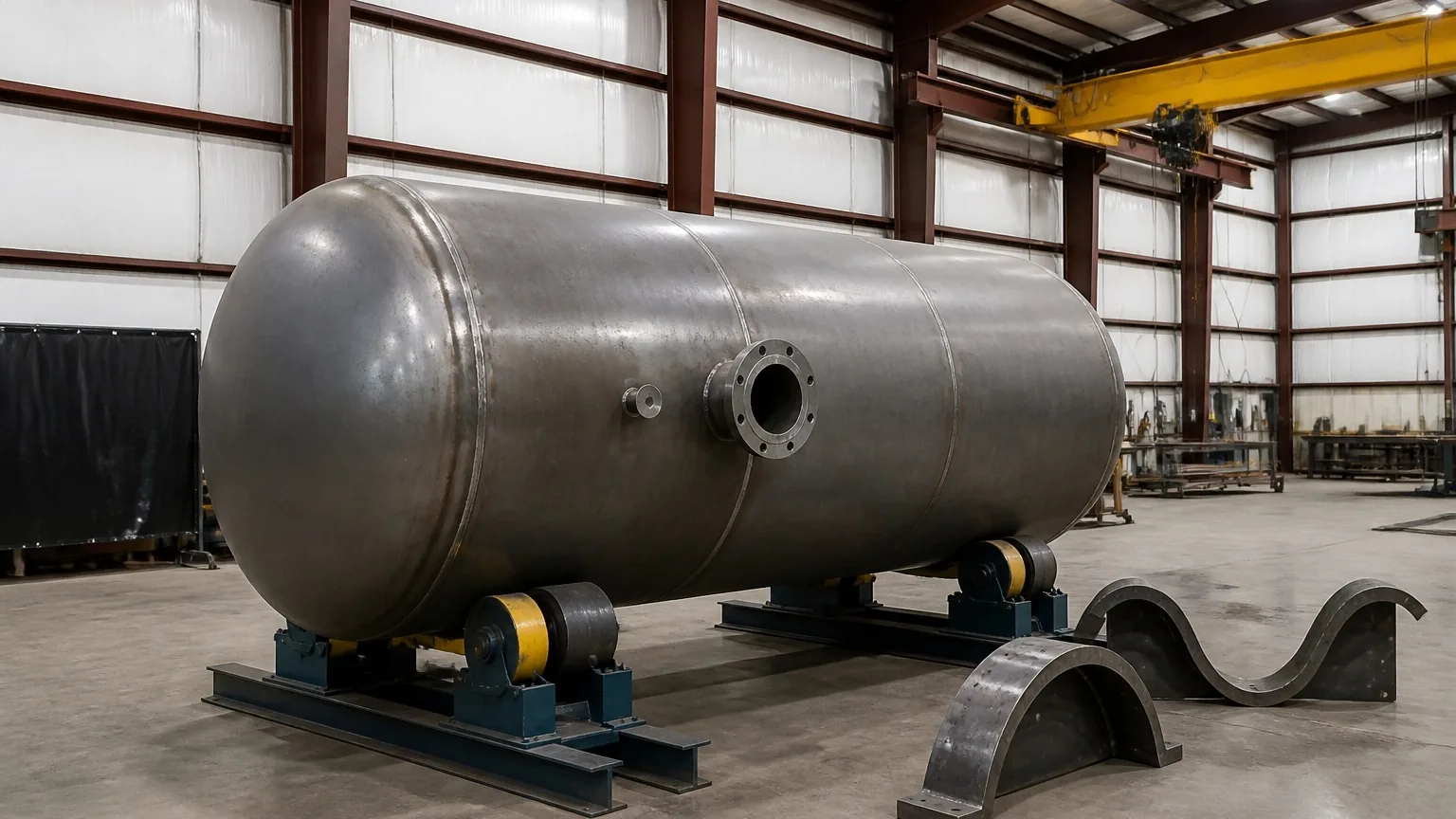 Conservator tank on turning rolls — FabTek Industries