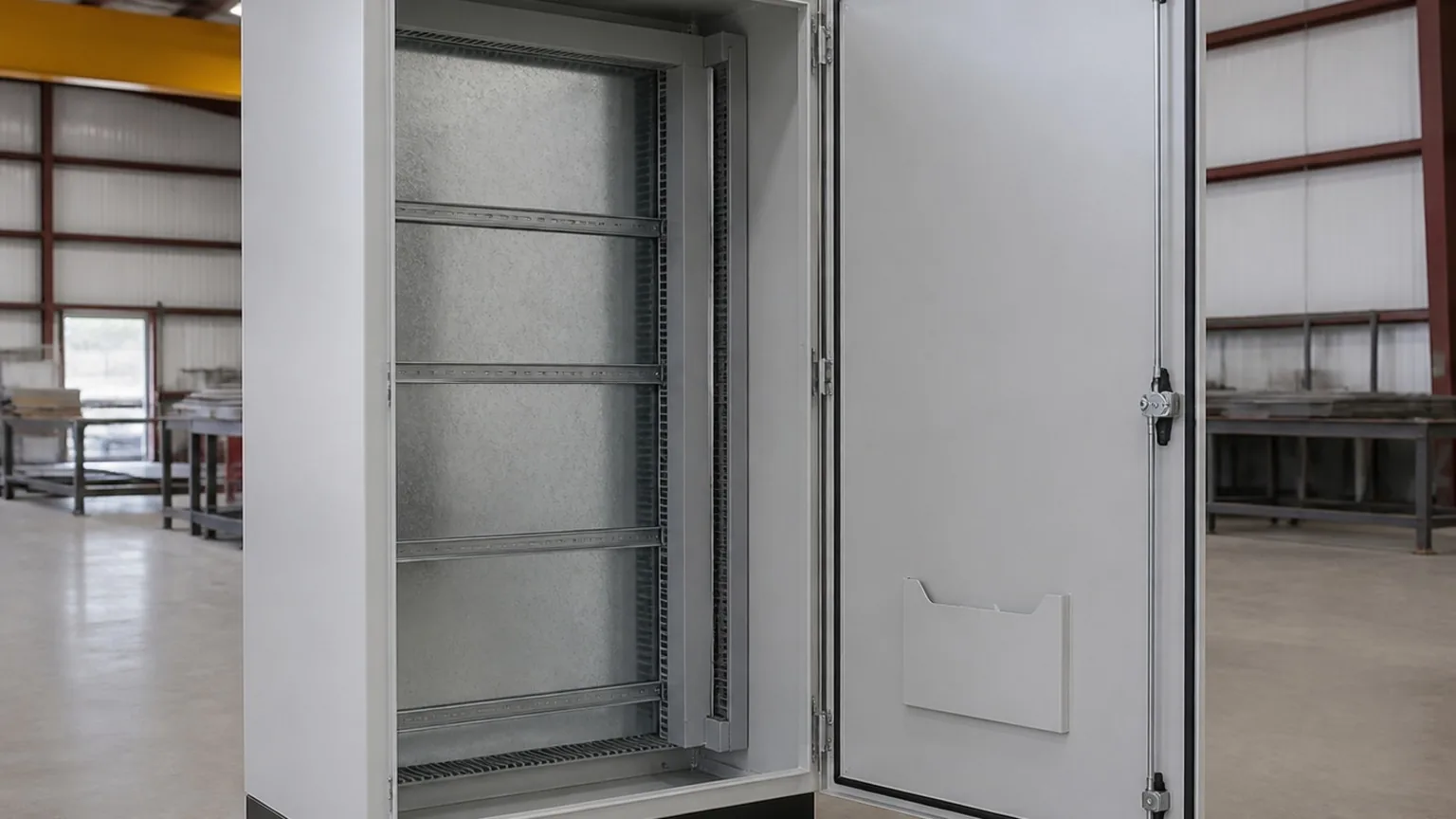 Single-door cabinet, sub-panel and DIN rail — FabTek Industries