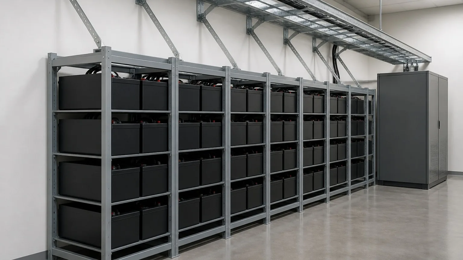 Battery racks in an electrical room — FabTek Industries