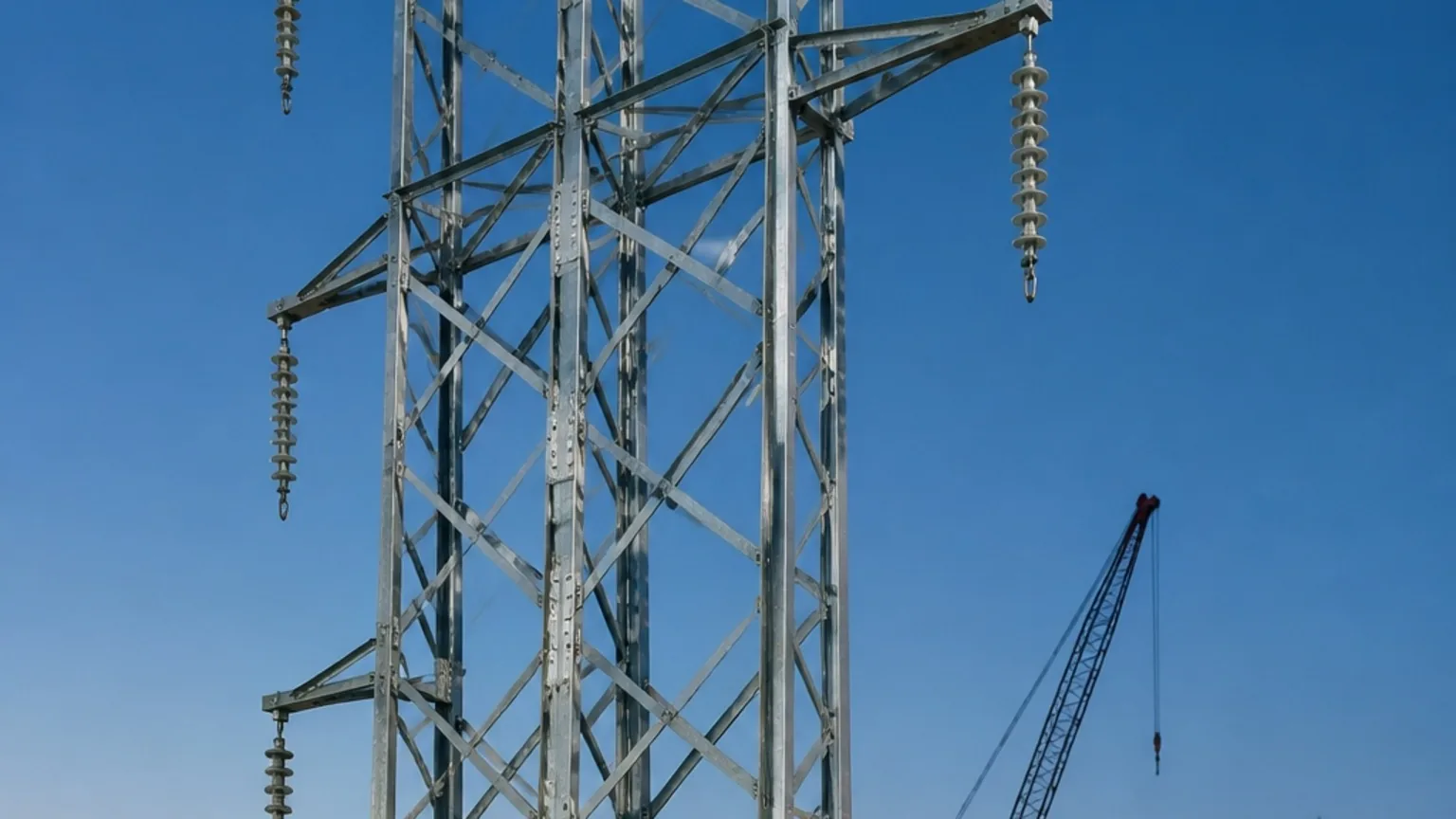 Dead-end structure erected, insulators hung — FabTek Industries