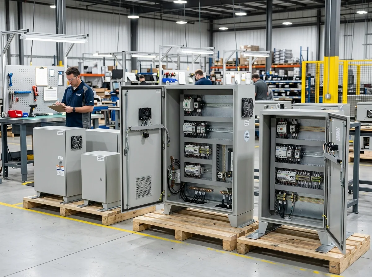 Electrical control cabinets populated and wired by FabTek assembly technicians