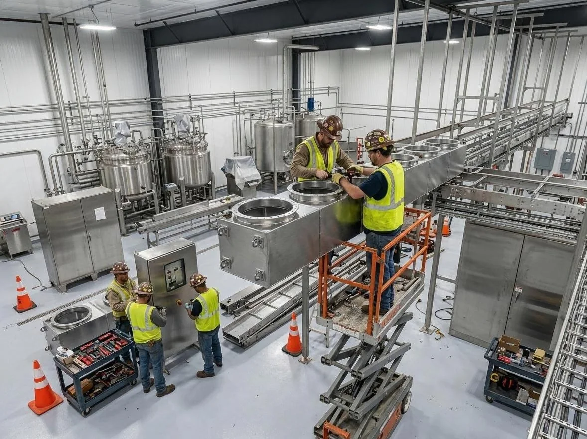 Stainless steel industrial process equipment fabricated and assembled by FabTek